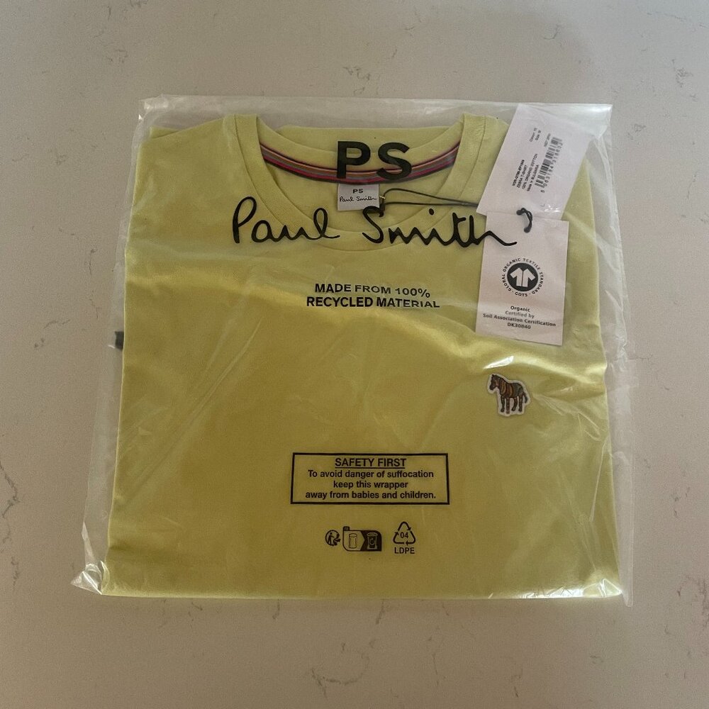 Paul Smith Yellow Crew Neck Tee with Zebra Patch